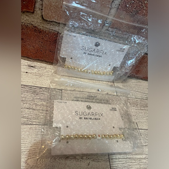 NIB SugarFix By BaubleBar Stretch Bracelet “S” Initial With Gold Tone Beads. - Picture 9 of 9